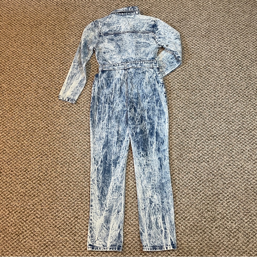 Nasty Gal Bleach Dyed Denim Boiler Suit - Blue - Picture 2 of 16